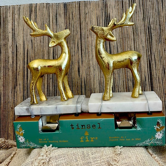tinsel & fir Holiday Nwt Stocking Holders 2 Marble Bases Set Poshmark
